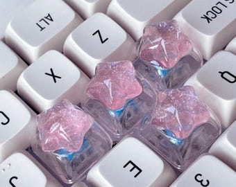 5 Colors Star Resin Keycaps, Transparent Single Key Caps, Artisan Keycap Gift For Gamers, Mechanical Keyboard Decor, Set Of 4
