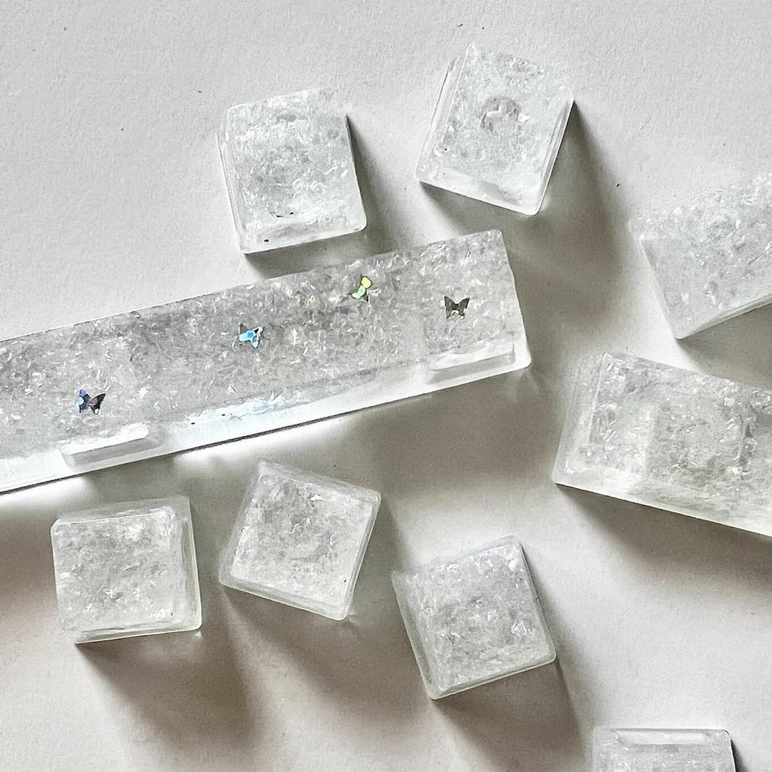 Translucent Key Cap Set Translucent Resin Keycaps: Artisan Handmade PBT Keycap Set - Etsy