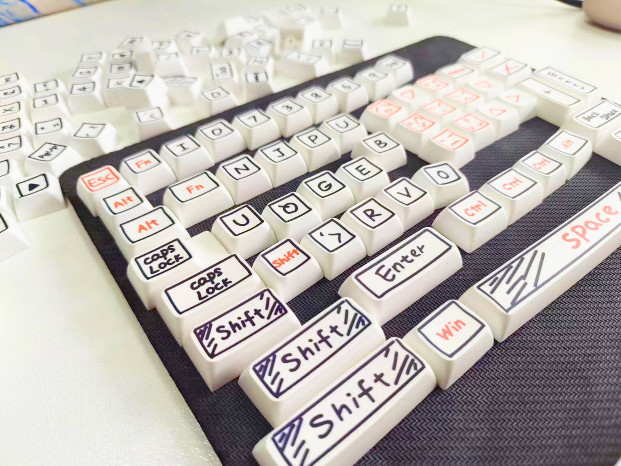 White Graffiti Keycaps Set Mechanical Keyboard Keycaps Set Etsy
