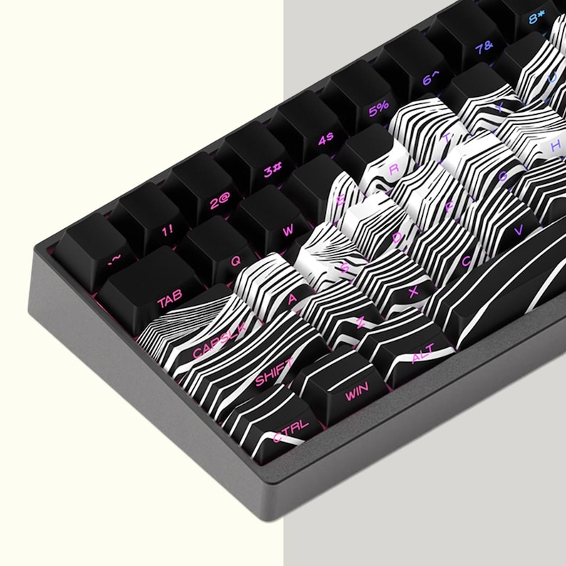 Line Mountain Keycaps Set, Black White Line Keycap Set, Side Engraved ...