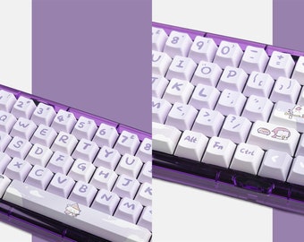 マジックラビットパープルキーキャップセット、愛らしいウサギキー