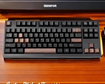 Black Walnut Keycaps, Personalized Cherry OEM MX-axis Mechanical Direction Enter Space Bar Keycaps, Creative Handmade Key cap,Gifts to Her