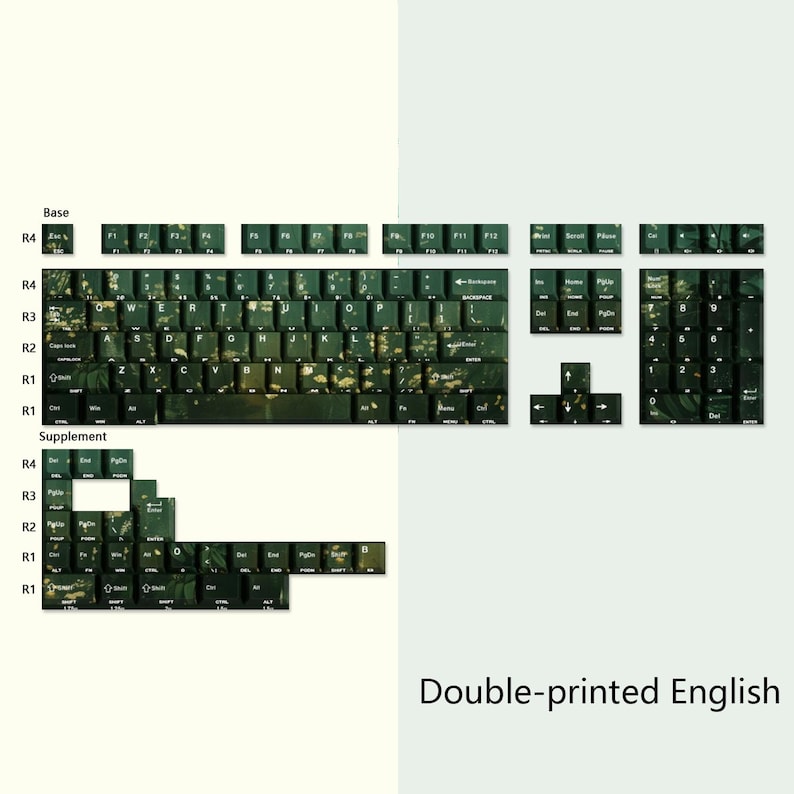 Juego de teclas verdes, teclas PBT translúcidas, teclado mecánico artesanal, varios idiomas, regalo para gamers B