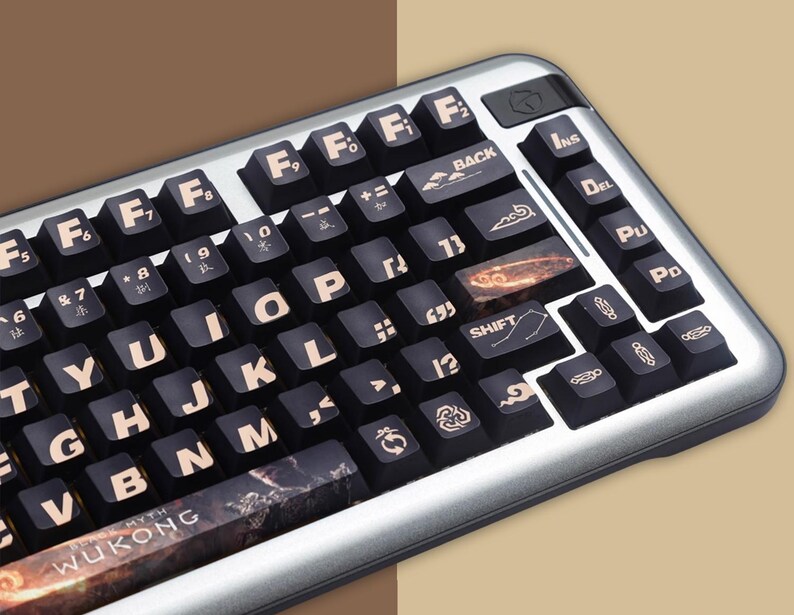 Black Myth Wukong Keycaps Set, Black Side Engraved Light Keycaps Set ...