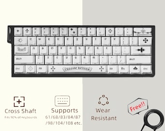 Chrome Hearts Keycaps Set, Cherry MX Key Caps, Transparent Full Keyaps Set, Gift For Gamer