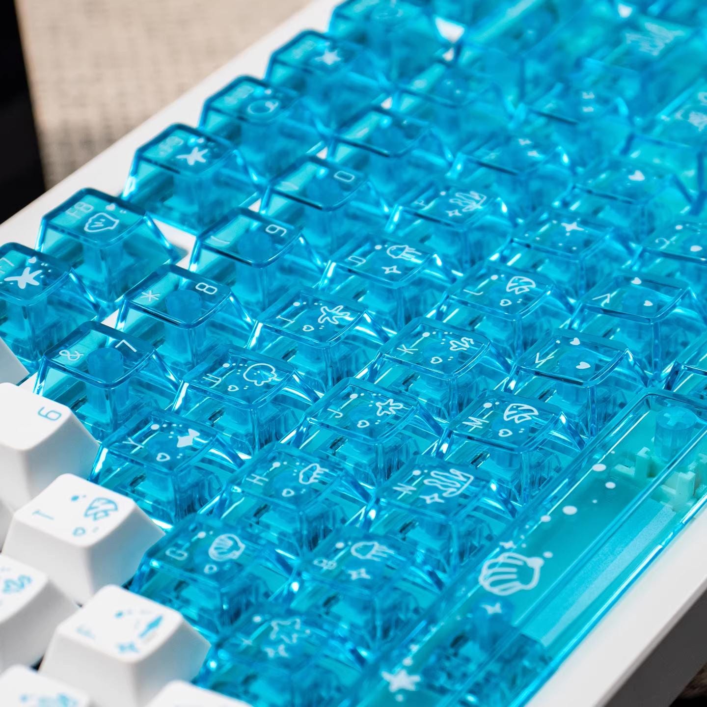 Translucent Key Cap Set Translucent Backlit Keycaps Set, Grandient Blue Pink Key Caps, Artisan ...