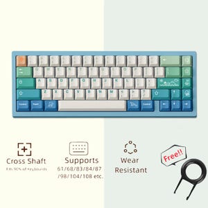 Custom Summer Land Keycaps Set, Gradient Blue Keycap Set, PBT Keycaps, For MX Cherry Switches, Mechanical Keyboard, 146 Keys Gaming Keycaps