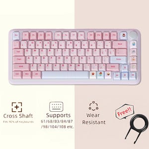 Cute Pink Backlit Keycaps Set, Japanese Style Plaid Keyboard Keycaps Set, Gaming Keyboard Universal Keycaps, 138 MX and SOA Artisan Keycaps