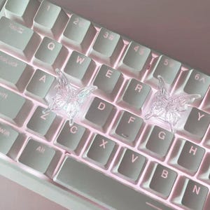 Butterfly Transparent Resin Keycaps, Personalized Artisan Key Caps, Handmade Resin Keycaps, Cute Aesthetic Keyboard Decor, Gift For Her