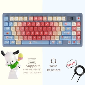 Kawaii Rainbow Keycaps Set, Cartoon Keyboard Set, Cute Anime Keycap Set, MOA PBT 138 Keycaps Set, Cherry Artisan Universal Keycap