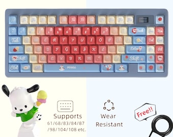Kawaii Rainbow Keycaps Set, Cartoon Keyboard Set, Cute Anime Keycap Set, MOA PBT 138 Keycaps Set, Cherry Artisan Universal Keycap