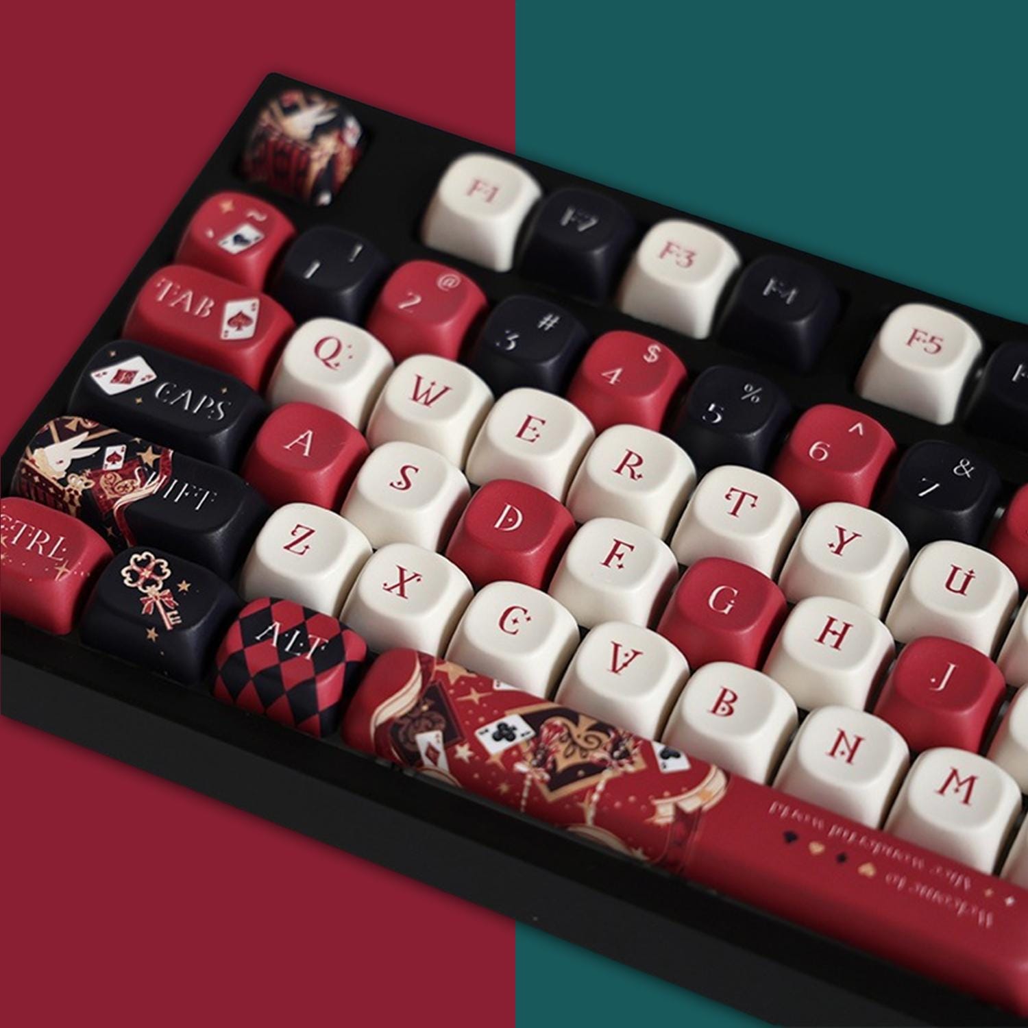 Retro Black Red Keycaps Set, Alice Anime Keycaps Set, Mechanical ...