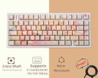 Bright Orange Keycaps Set, Translucent PBT Side Print Keycaps, Various Language Key Caps Gift