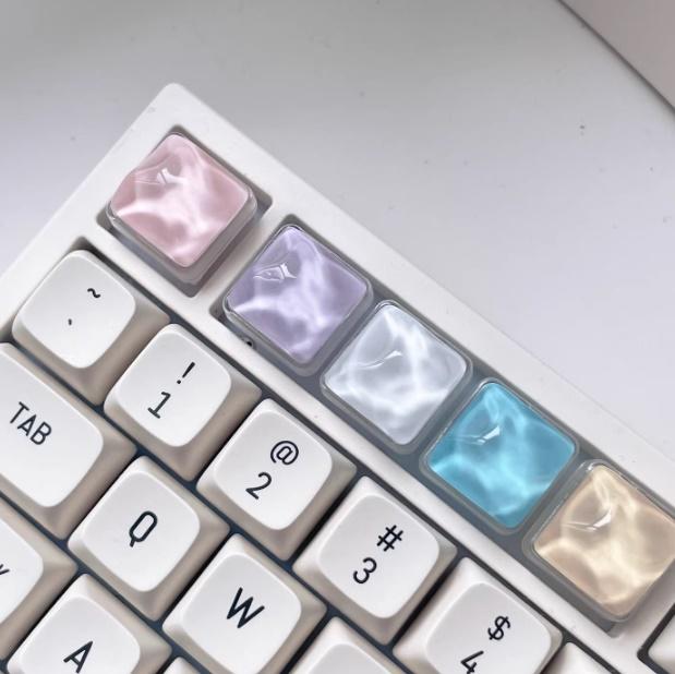 4 Colors Wave Resin Keycaps, Jelly Translucent Single Keycap, Custom ...