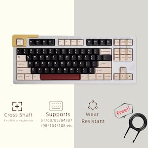Vintage Double Colors Keycaps Set, Red Black Keycaps Set, Gaming Keyboard Universal Keycap,  Cherry ABS Full Keycaps Set, Keycap Set Gift