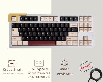 Vintage Double Colors Keycaps Set, Red Black Keycaps Set, Gaming Keyboard Universal Keycap,  Cherry ABS Full Keycaps Set, Keycap Set Gift