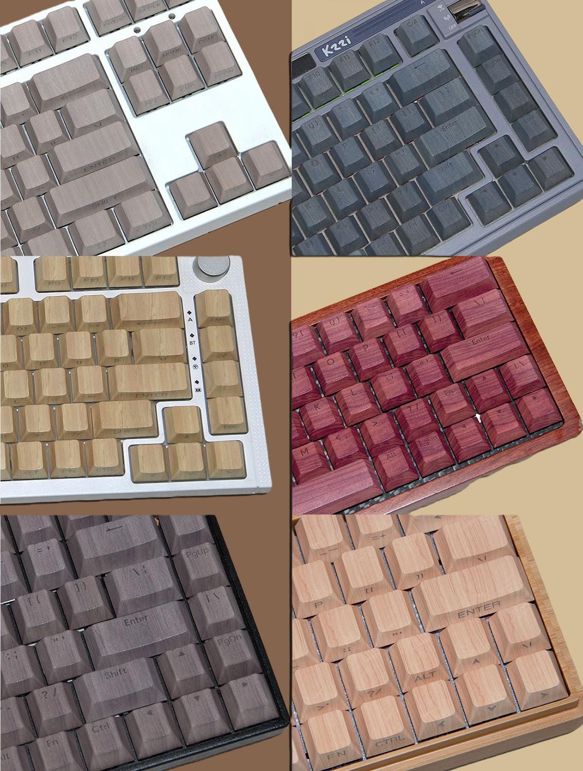 Wooden Pattern Keycaps 6 Colors Wood Grain Keycaps Set, Vintage Wood Translucent Keycaps Set ...
