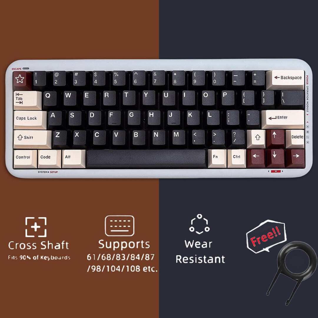Simple Black Keycaps Set, Emoji Gaming Keycaps Set, Cherry PBT 173