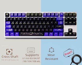 Juego de teclas con estrellas brillantes: teclas para teclado gaming Blue Galaxy Artisan