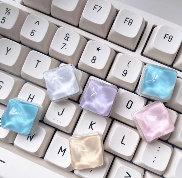 4 Colors Wave Resin Keycaps, Jelly Translucent Single Keycap, Custom ...