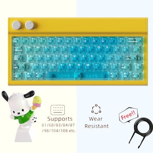 Blue Fully Transparent Keycaps Set, Mechanical Keyboard Keycaps Set, Gaming Keyboard Keycaps, Crystal Ice Keycap Set, Personalized gifts