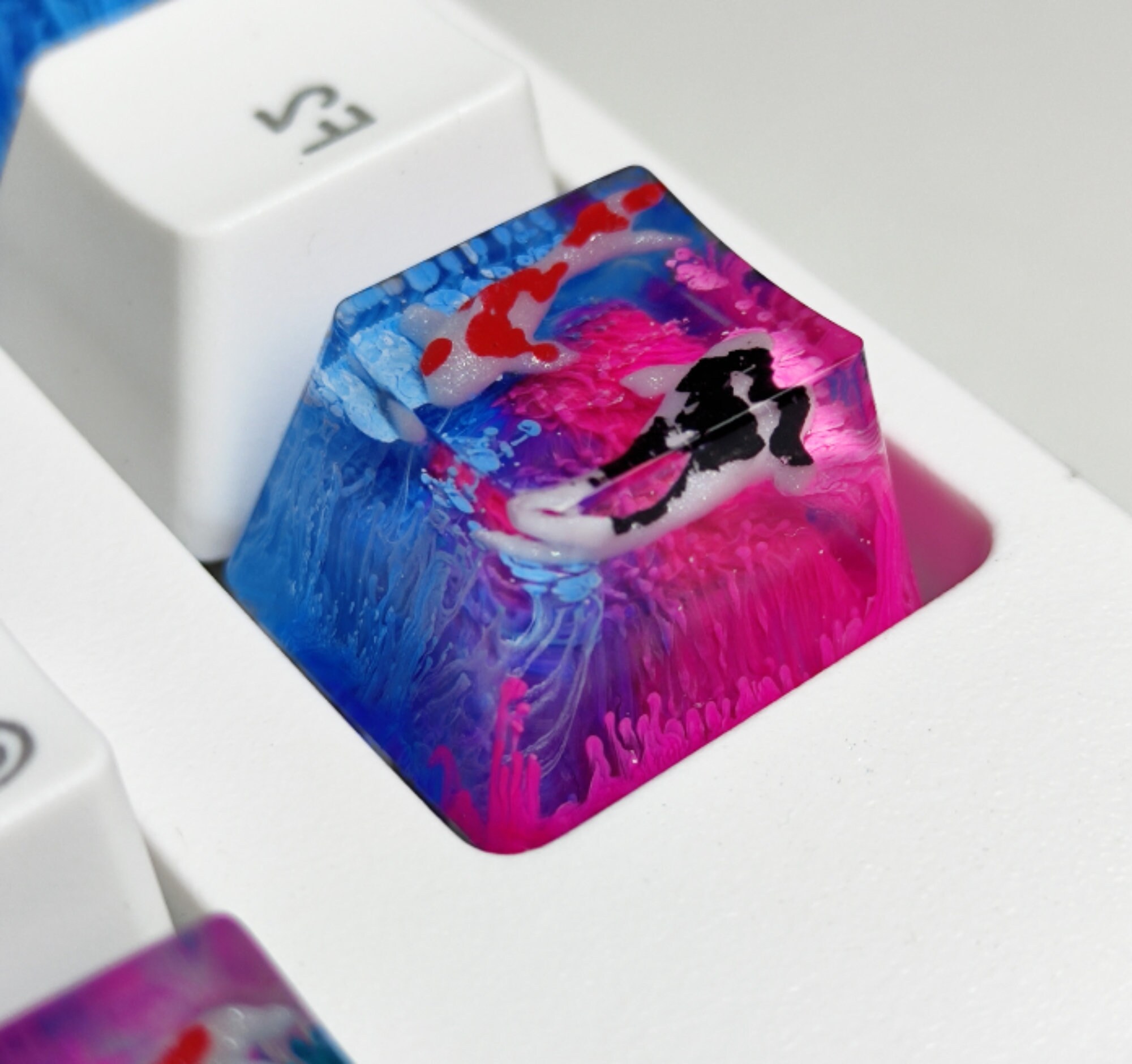 Koi Fish Keycap Set, OEM Koi Keycaps, Resin Mixed Color Keycap, Artisan ...