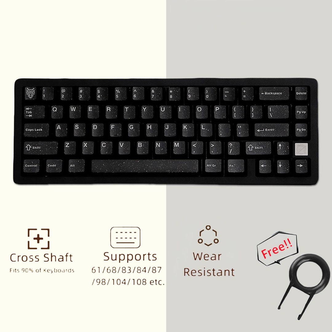 Shiny Black Keycaps Set, Simple Black Keycaps Set, Cherry ABS 114 ...