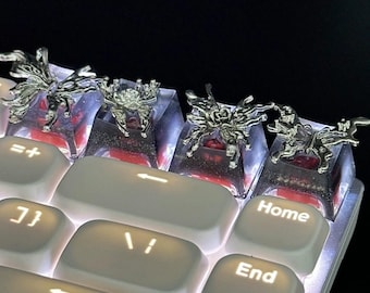 Silver Metal Butterfly Artisan Keycap, Glitter Transparent Resin Key Cap, Mechanical Translucent Keycaps, Gaming Artisan Keycaps Gift
