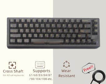 Transparent Backlit Keycap Set, Black White Top/Side Printed Keycap Set, Keycap Set for Mechanical Keyboard, Cherry Artisan Universal Keycap