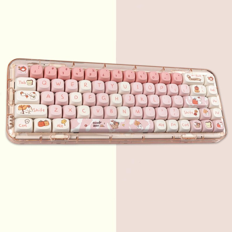 Fall Puppy Pink Keycaps Set, Cute Cartoon Dog Keycaps Set, Anime ...