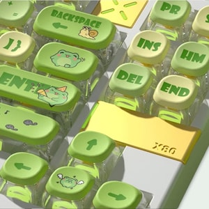 Green Cute Frog Keycaps Set, Green Translucent Keycap Set, Mechanical ...