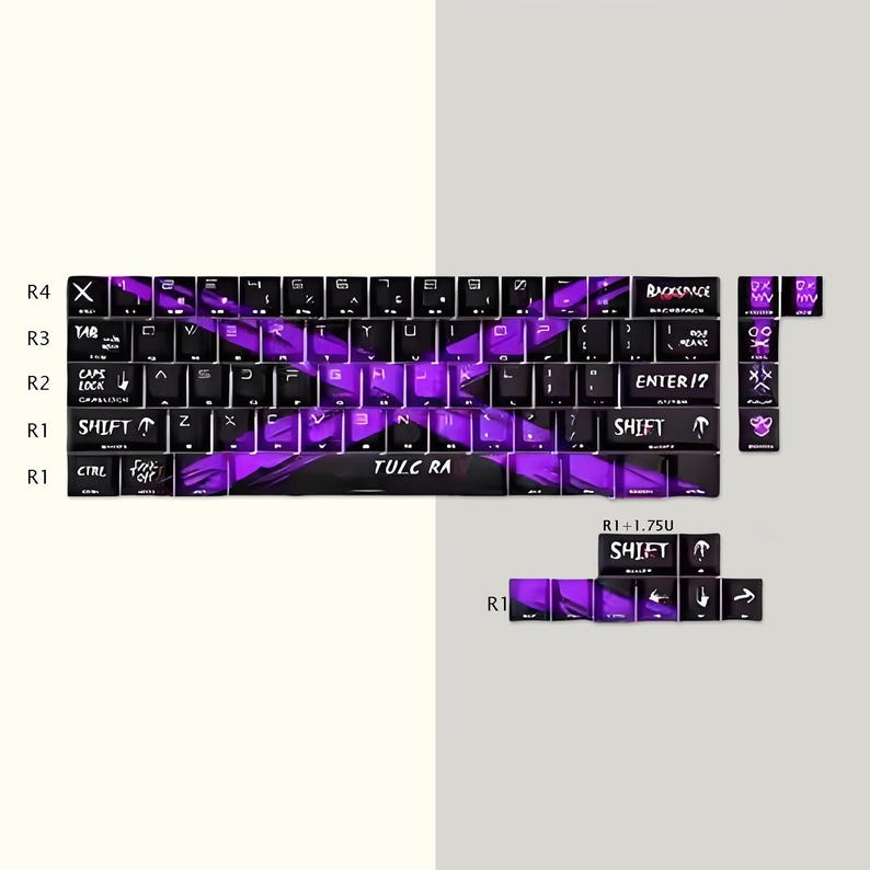 Color Layout Keyboard Keycaps Translucent Side-printed Keycaps Set, 10 Colors Mechanical Keyboard ...