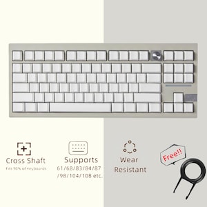Cream Backlit Keycaps Set, Simple Side Engraved Keycaps Set, Gaming Keyboard Universal Keycaps, 131 Artisan Keycaps, Gift for Gaming Lover