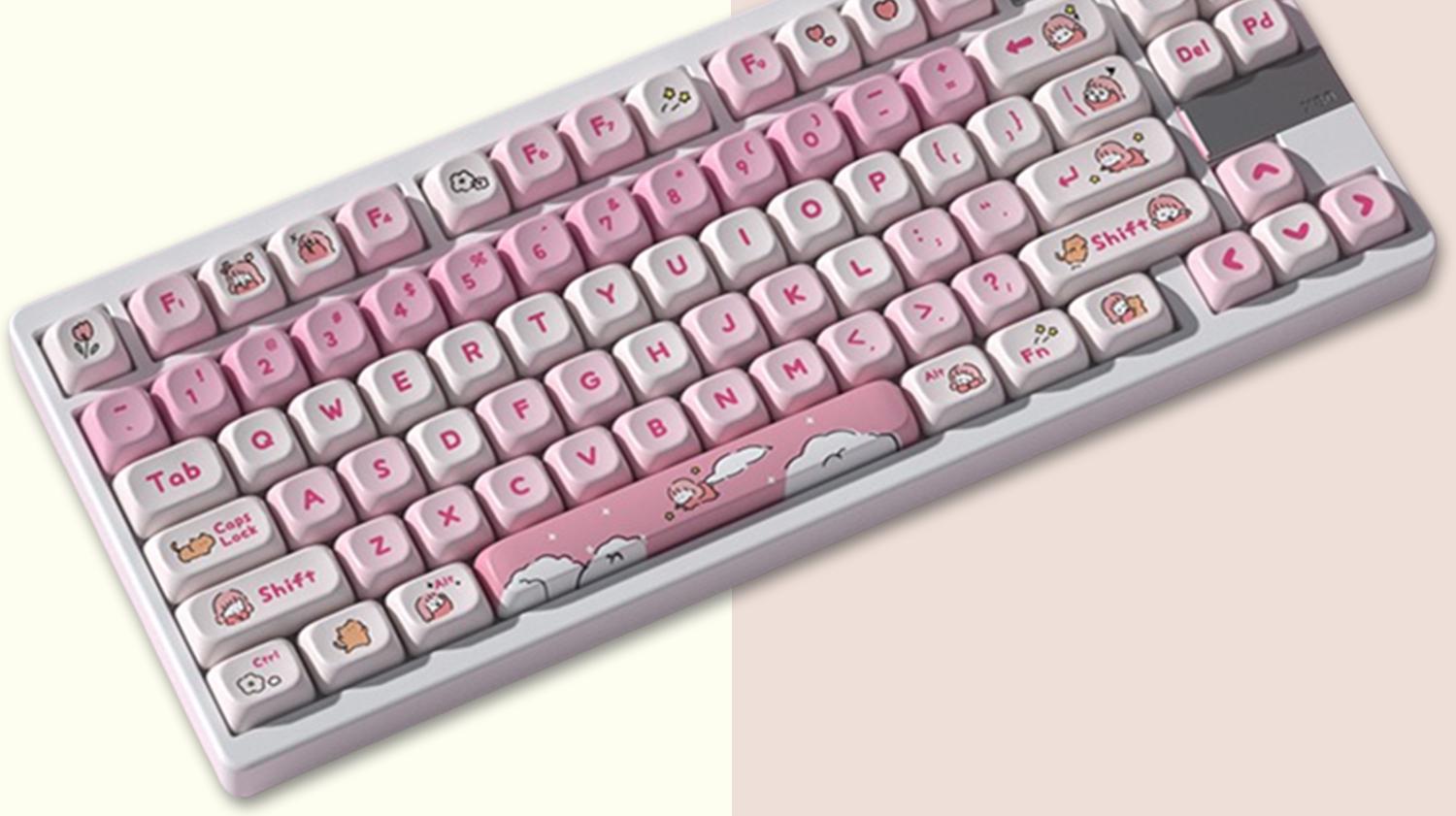 Cute Girl Pink Keycaps Set, Kawaii Pink Keycaps Set, Mechanical ...