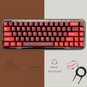 Retro Red Keycaps Set, Gaming Keyboard Keycaps Set, 173 PBT Cherry Universal Keycaps Set, Artisan Keycap Set, Gift for Boyfriend
