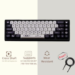 Black White Gaming Keycaps, Custom Gaming Keycaps Set, Mechanical Keyboard Universal Keycap Set, MOA PBT 101 Keys Keycaps, Key Caps Full Set