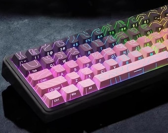 Contour Waves Keycap Set, Lines Side-Engraved Shine-Through Keycaps, Cherry Style Profile, Original 130 Artisan Keycap