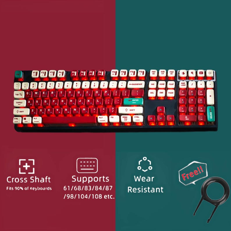 Transparent Red Gradient Keycaps Vintage Translucent Keycaps Set, Red Korean Keycaps Set, Gaming ...