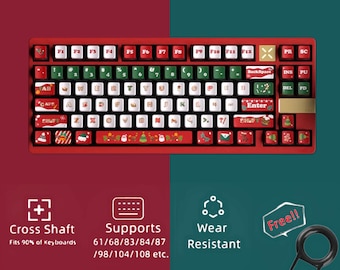 Christmas Gift Keycaps Set, Backlit Translucent Keycaps Set, Mechanical Keyboard Universal Keycaps, PC PBT OEM Keys Keycaps, Retro Keycaps