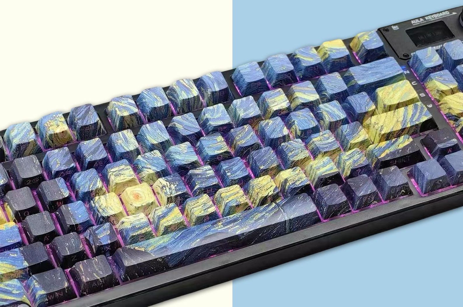 Starry Night Computer Keyboard Art Starry Night Keycaps Set, the Starry Night Translucent Keycaps Set ...