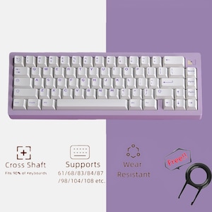 Purple & White Keycaps Set,  Mechanical Keyboard Universal Keycaps, Cherry 121 Keys Keycaps, Artisan Keycap for Gaming Keyboard, Gamer Gifts