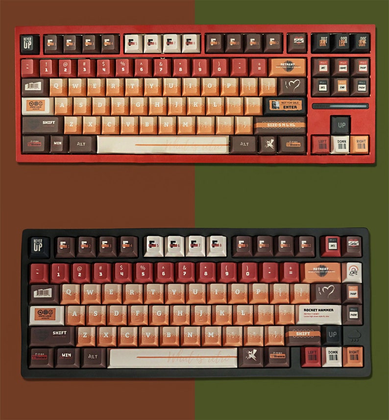 Vintage Gradient Keycaps Set, Mechanical Keyboard Keycaps Set, 143 PBT Keycaps Set, Artisan ...