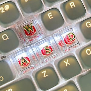 Clear Gold 3D Alphabet Keycap, Single Custom A-Z Letter Key Cap, Transparent Initial Keycap, Handmade For Mechanical Keyboards