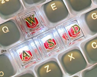 Clear Gold 3D Alphabet Keycap, Single Custom A-Z Letter Key Cap, Transparent Initial Keycap, Handmade For Mechanical Keyboards