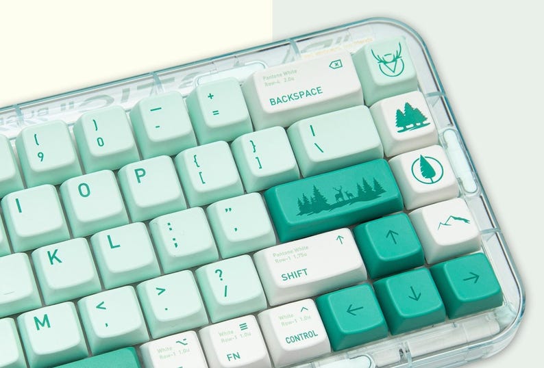 Tree Design Keycaps Forest Mint Green Keycaps Set, Japanese Cherry Keycaps Set, Mechanical ...