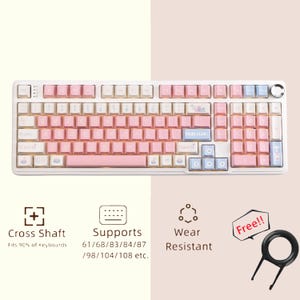 Kawaii Toys Pink Keycaps Set, Cute Side Engraved Light Keycap Set, Art Gradient Keycap Set, Cherry Keyboard 127 Keycaps, Full Key Cap Set