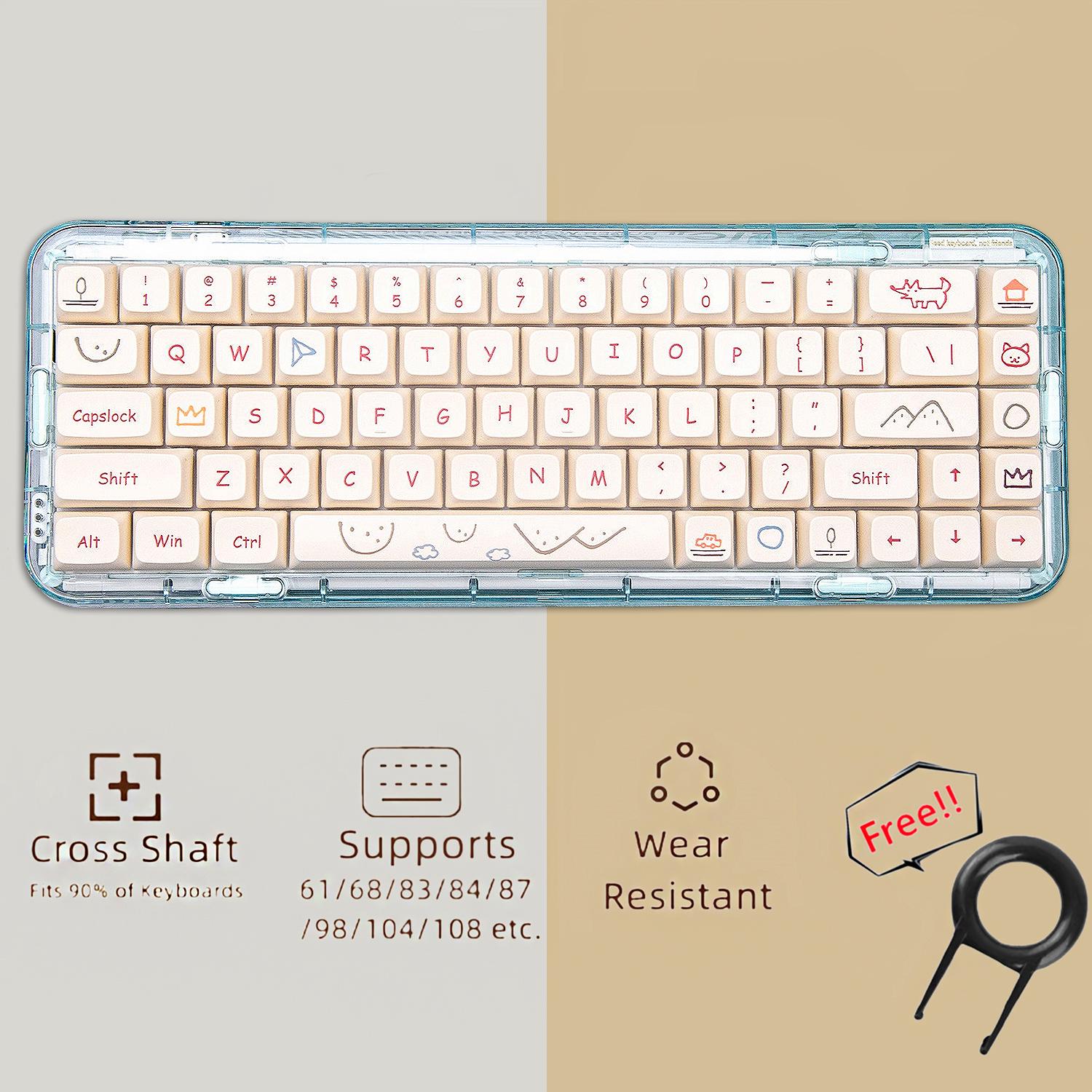 Lovely Graffiti Keycaps Set, Simple Graffiti Anime Keycaps Set