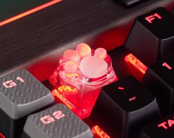 4 Colors Cat Keyboard Keycaps, Mechanical Translucent Keycaps, Handmade One Piece Keycap, Best Creative Artisan Keycap, Cute Keycap For Her