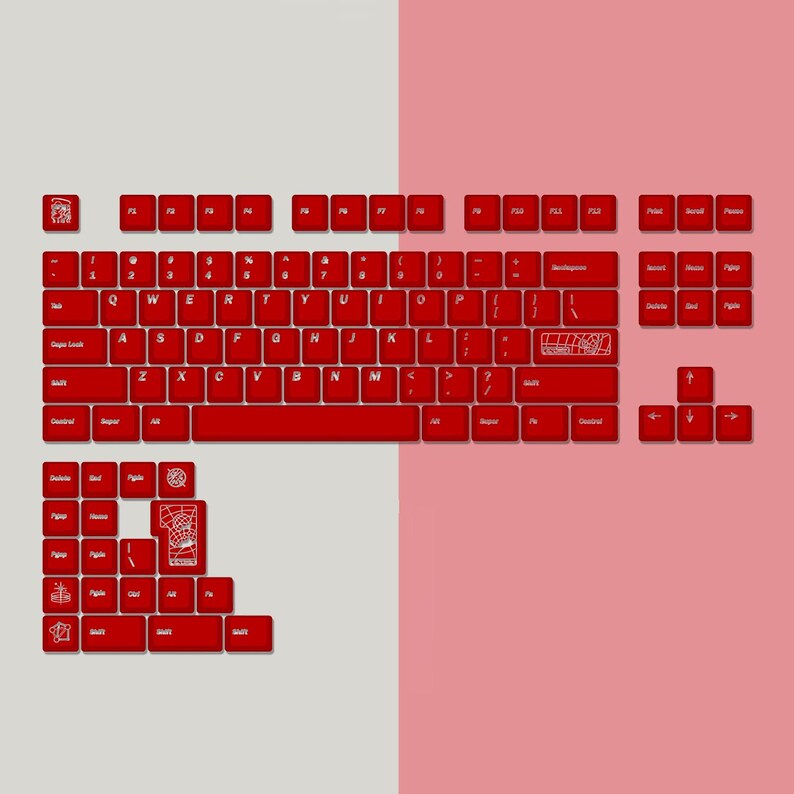 Translucent Red Keycaps Set, Cyber Style Keycaps, Frosted Backlit ...