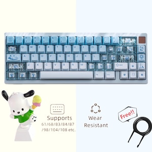 Cute Cat Keycaps Set, Handmade Cartoon Resin Keycap Set, Cherry Artisan Keycap Set, Blue Theme Mechanical Keyboard, Birthday Gift